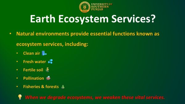 70/25 Lecture 3C  Understanding Earth’s Ecosystem Services And Human Well-Being